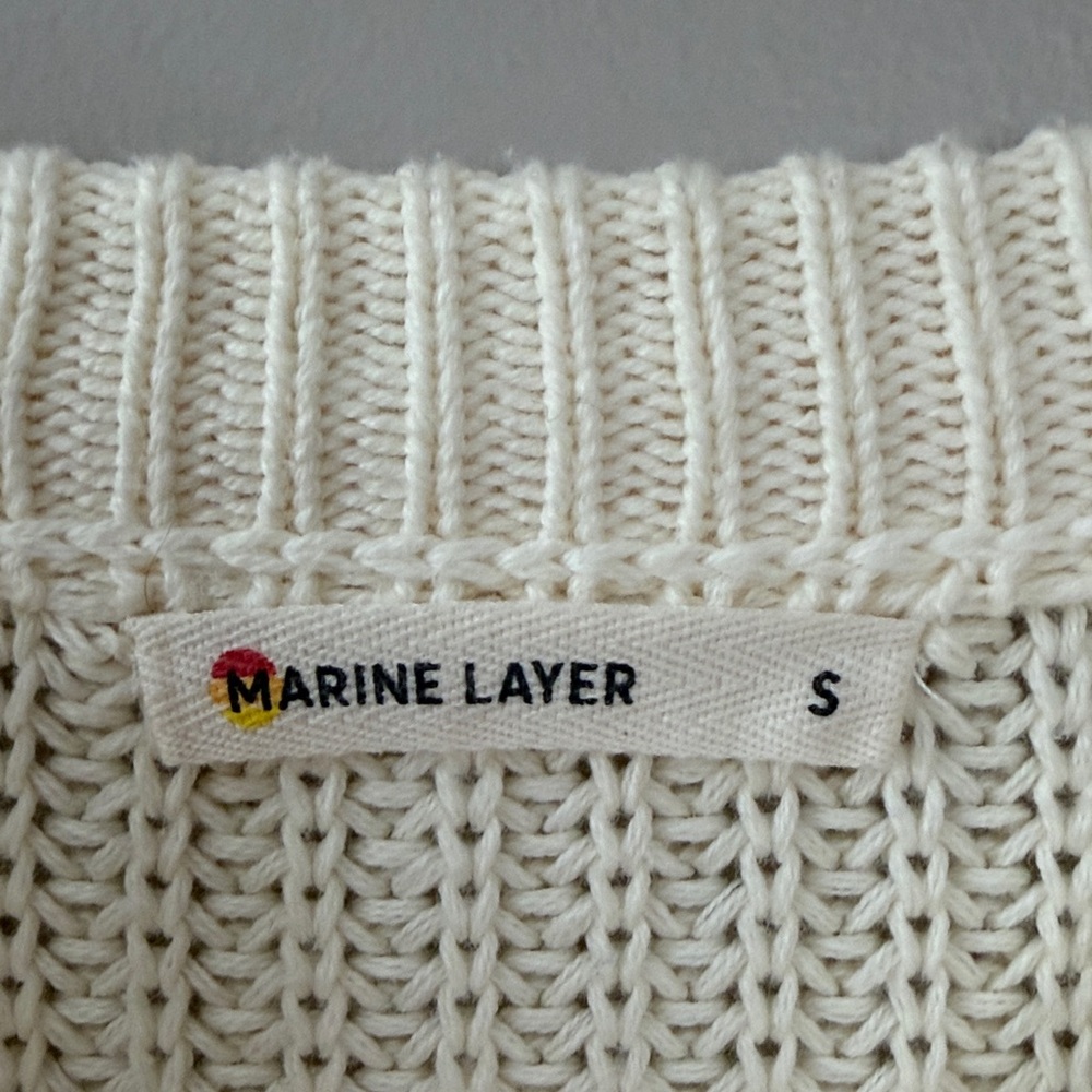 Marine‎ Layer Ramona Crewneck Knit Sweater Size Small Cream Ivory - Picture 3 of 9